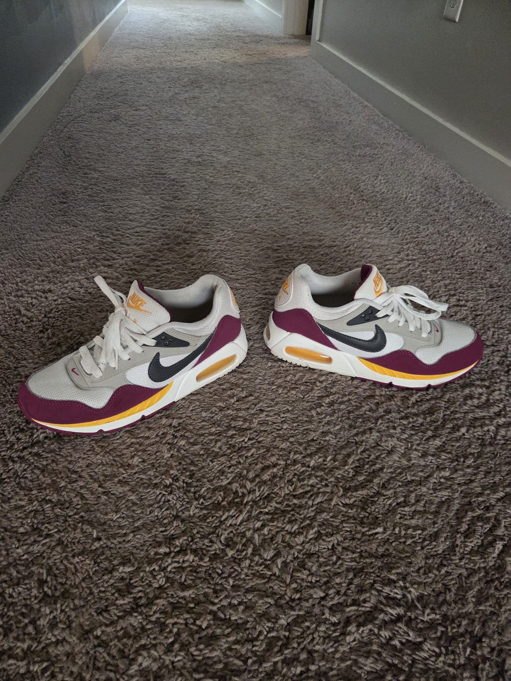 Nike Air White Purple Yellow Black Women's Athletic Sneakers - Picture 2 of 3